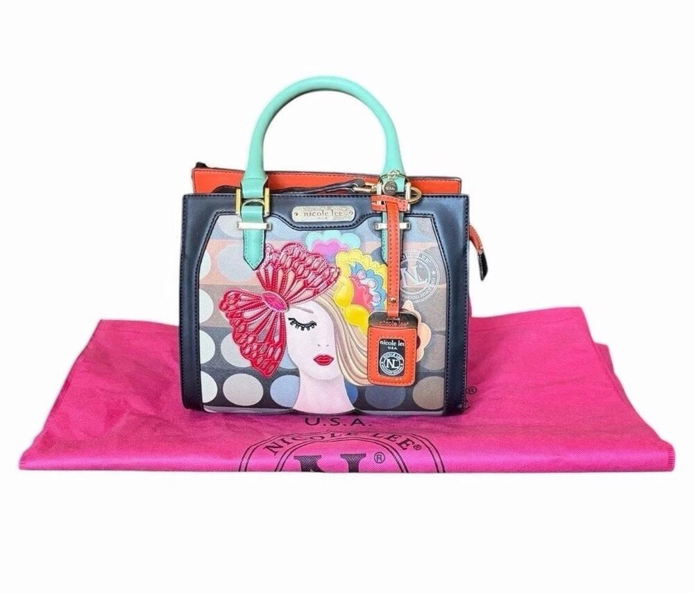 Nicole Lee Artistic Face Satchel Crossbody Handbag New w Dust Bag Whimsical